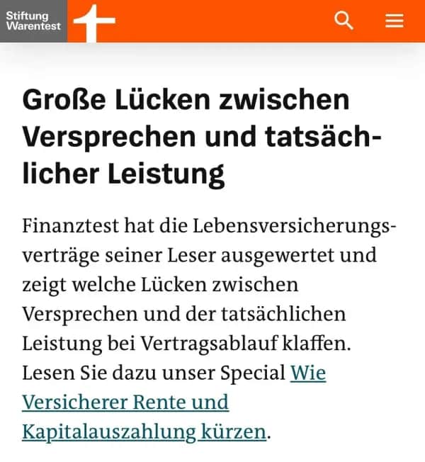 Rückerstattung Lebensversicherung Erfahrung