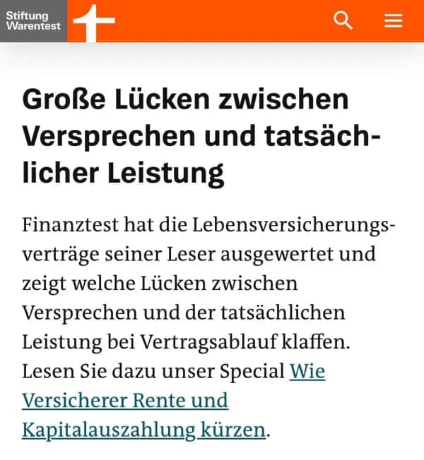 Rückerstattung Lebensversicherung Erfahrung