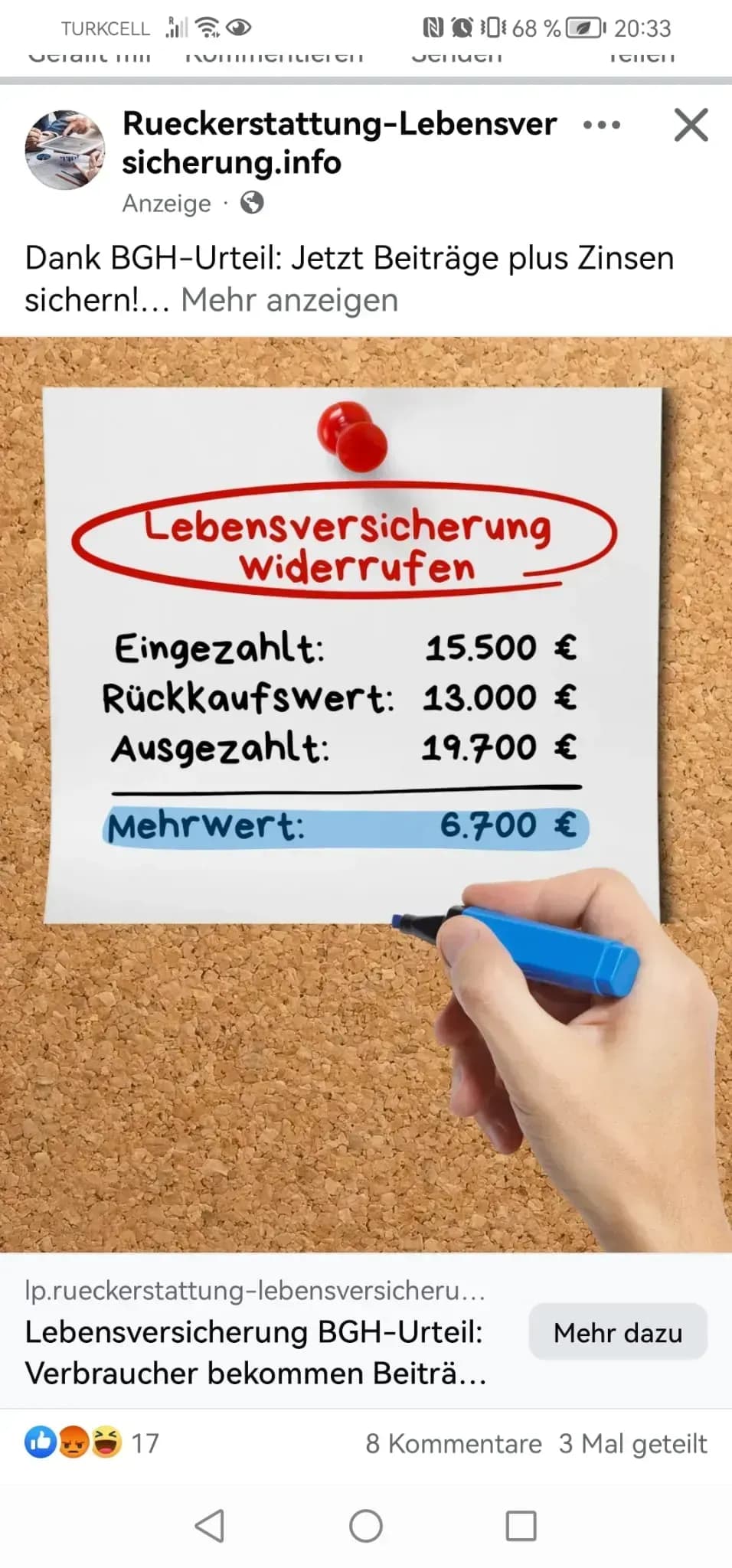 Rückerstattung Lebensversicherung Erfahrung